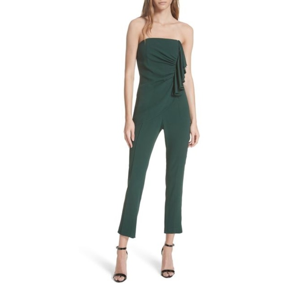 DVF Strapless Ruched Crepe Jumpsuit